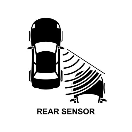 Vehicle rear sensor icon. Blind spot monitoring area zone isolated on background vector illustration.のイラスト素材
