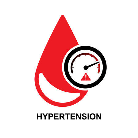 Hypertension icon. High blood pressure icon. Heart risk stroke isolated on background vector illustration.のイラスト素材