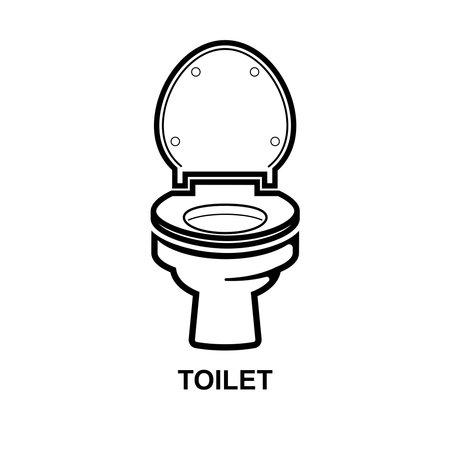 Toilet icon. The black toilet symbol isolated on background vector illustration.のイラスト素材