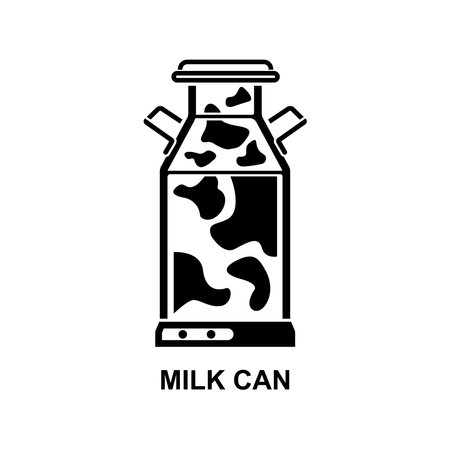 Milk can icon. The black milk can symbol isolated on background vector illustration.のイラスト素材