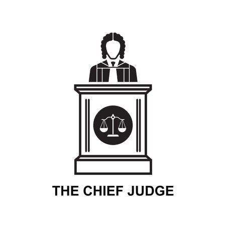 The chief judge icon. The chief judge of the tribunal pronounces the sentence isolated on background vector illustration.のイラスト素材