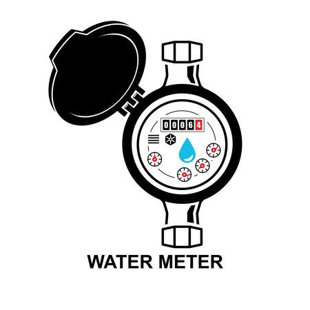 Water meter icon. A device for measuring water consumption isolated on background vector illustration.のイラスト素材