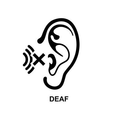 Deaf icon. Deafness icon. Hearing impairment line icon isolated on background vector illustration.のイラスト素材