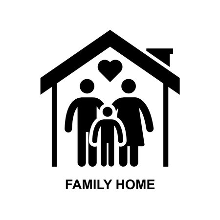 Family home icon. Family at house isolated on background vector illustration.のイラスト素材