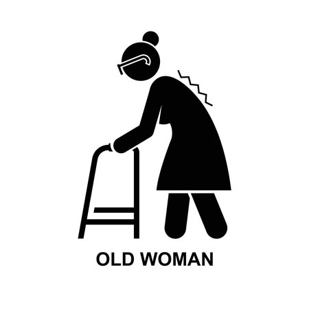 Old woman icon.Elder icon isolated on background vector illustration.のイラスト素材