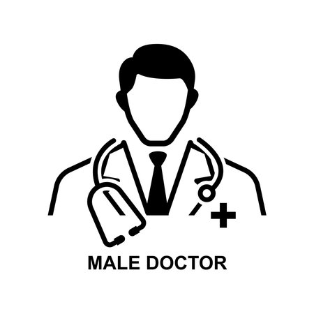 Male doctor icon isolated on background vector illustration. Non AI generate.のイラスト素材