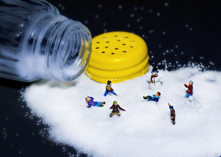 A little fight after the salt storm: ho scale figures & saltの写真素材