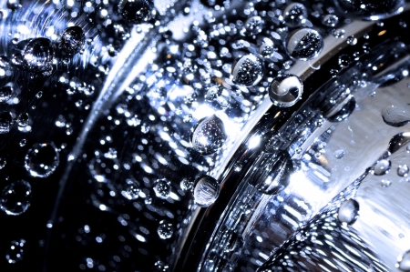 cold droplets on the surface of stainless steelの写真素材