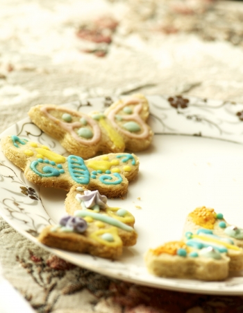 Group of handmade cupcakes and biscuits shot close-up の写真素材