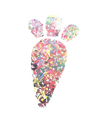 Handprint painting collection, with mulit colores and shapes.の写真素材