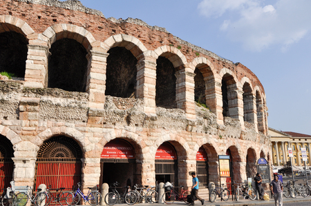 Colosseum in the city center fo Verona, one of the biggest roman colosseum in the world.のeditorial素材
