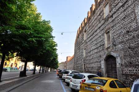 downtown wall in the city center fo Veronaのeditorial素材