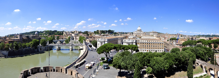 Panorama View of St. Peter's Basilica from St. Angel's castle, Rome Italyのeditorial素材