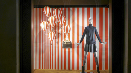 Window shopping of luxury fashion storeのeditorial素材