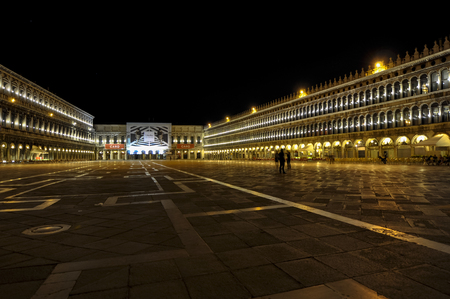 Night scene of St. Marco square in Venice Italyのeditorial素材