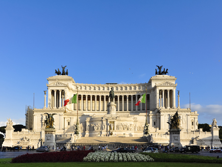 Il Vittoriano in Piazza Venezia, in Rome city center, Italyの写真素材