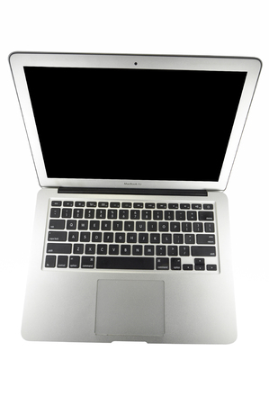 Macbook AIr in different silhouette, isolated on white backgroundのeditorial素材