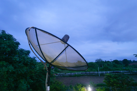 Antenna communication satellite dish with blue sky