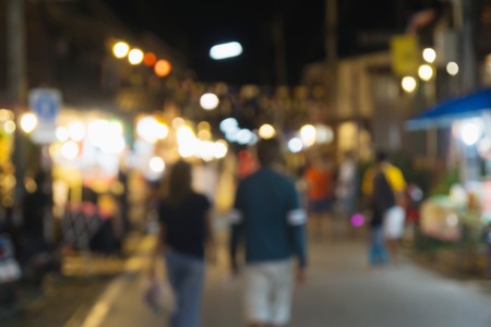 Blur background of night market in chaing khan distinct.This place many people walk and buy souvenir.の写真素材