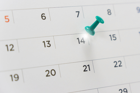 Pin on calendar. This day is important with couple or valentines day.の写真素材