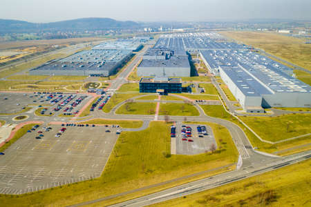 Aerial Shot Of A Modern Car Factory In Europe, czech Hyundai 15.03.2020
