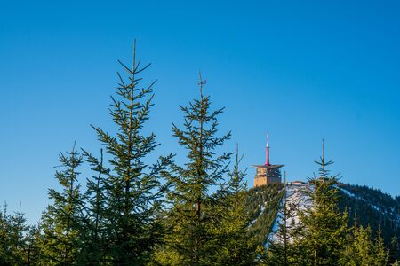 Transmitter on Lyse mountain in the early morning in Beskydy Mountains, Czech Beskydy lysa horaの写真素材