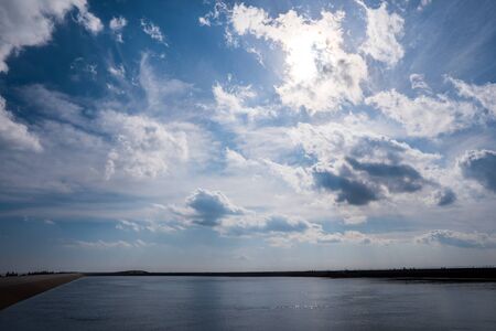 water reservoir long side with beautiful sky, Czech Jeseniky"Jeseniky Dlouhe Strane"の写真素材