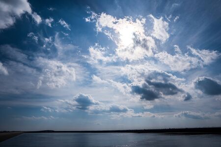 water reservoir long side with beautiful sky, Czech Jeseniky"Jeseniky Dlouhe Strane"の写真素材