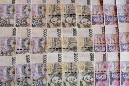 Czech currency banknotes 200 1000 and 2000 CZKの写真素材