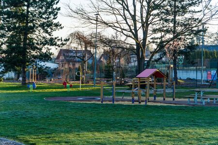 playground without children in the Czech Republic with EU subsidiesの写真素材
