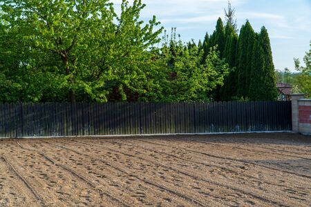 soil without grass, ready for sitting new grassの写真素材