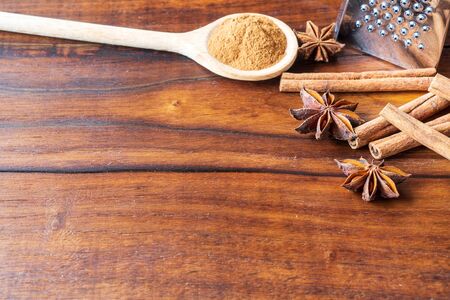 Cinnamon sticks and powder. Natural healthy ingredientの写真素材