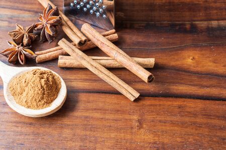 Cinnamon sticks and powder. Natural healthy ingredientの写真素材