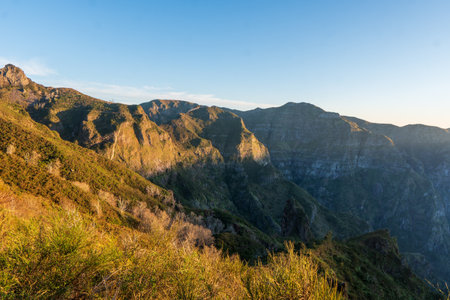 The highest peak of Madeira Pico Ruivo at sunset.の写真素材