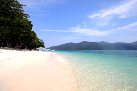 White sand with green beach in sunshine dayのeditorial素材