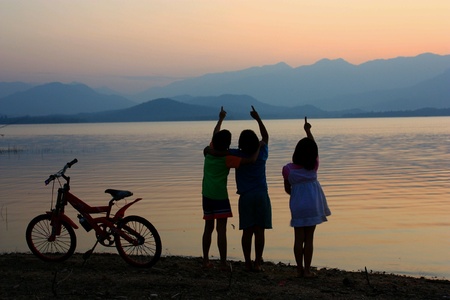 Children enjoy playing at the waterfront