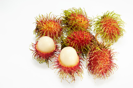 Rambutan isolated on white backgroundの写真素材