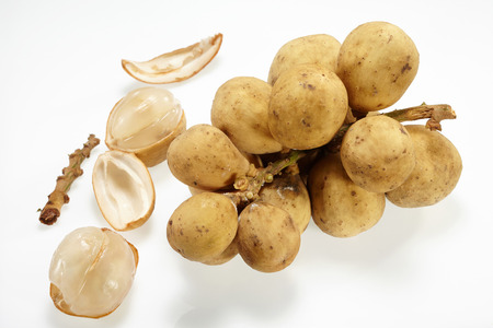 Thai fruit Longkong isolated on white backgroundの写真素材