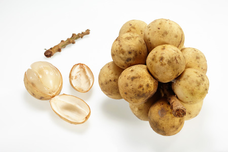 Thai fruit Longkong isolated on white backgroundの写真素材