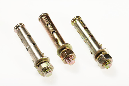 Bolt and nut isolated on white backgroundの写真素材