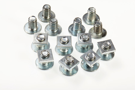 Bolt and nut isolated on white backgroundの写真素材