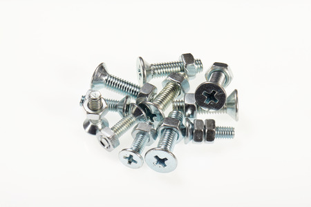 Bolt and nut isolated on white backgroundの写真素材