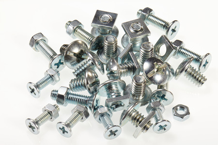 Bolt and nut isolated on white backgroundの写真素材