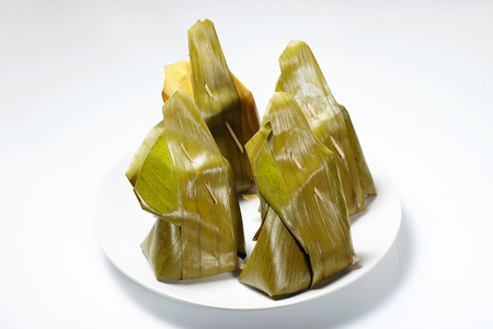 Banana leaf to packaging thai dessert styleの写真素材