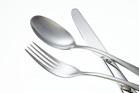 Fork, Knife and Spoon isolated on white background.の写真素材