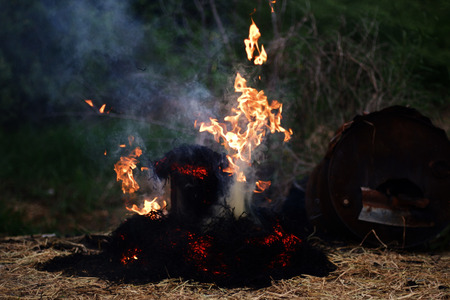 Straw is burning.の写真素材