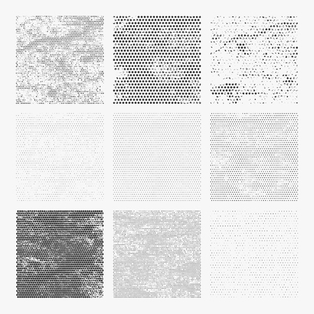 Set of distressed halftone textures. illustration.のイラスト素材