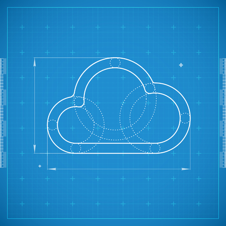 Blueprint of cloud. Stylized illustration in blue color.のイラスト素材