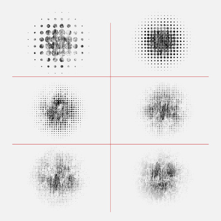 Set of distressed halftone textures. Vector illustration.のイラスト素材