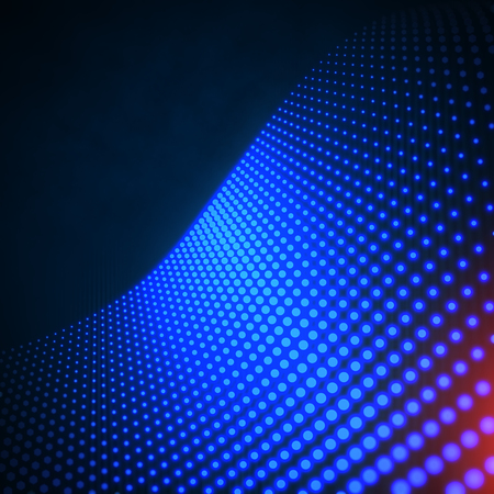 Abstract background with a colorful dynamic wave. Glowing dots on dark background.の写真素材